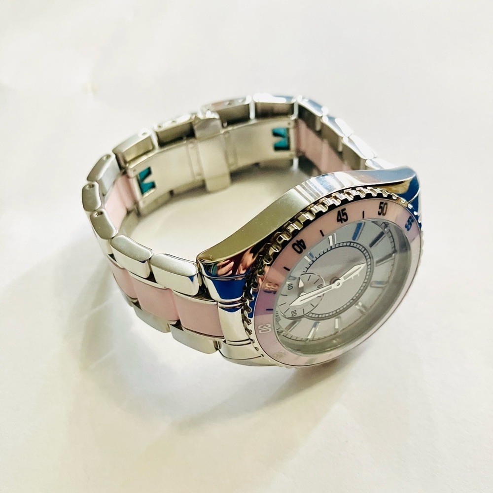 Guess Collection Luminous Pink and Silver Watch - Picture 2 of 3